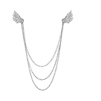 aquti broche bijoux chaîne décolleté femme robe col chemise broche décoration hommes femmes accessoires (couleur : blanc-fruit pêche5, taille : 1), acier allié