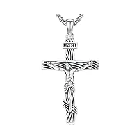 "collier jésus, pendentif jésus croix en argent sterling 925 colliers religieux bijoux amulette, cadeaux pour hommes femmes "