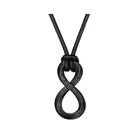 faithheart collier anneau mobius viking nordique runique noir acier inoxydable pendentif infinity viking nordique avec chaîne cuir