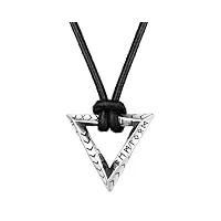 faithheart collier viking runes anneau de möbius acier inoxydable triangle viking runique nordique avec chaîne cuir