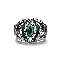 gthic – bague serpent gothique en acier inoxydable, zircon vert, bijoux animaux pour hommes et femmes, taille 11