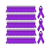 wandic lot de 500 broches de sensibilisation au cancer du pancréas, à la violence domestique, au lupus, à la maladie d'alzheimer, au cancer du pancréas, violet, 7,5 cm, polyester