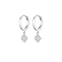 elli boucles d'oreilles femmes créoles pendentif étincelant avec diamant (0.28 ct.) en argent sterling 925