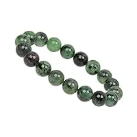 eledoro bracelet élastique en perles de pierres précieuses naturelles de zoïsite 10 mm, pierre précieuse pierre précieuse véritable rubis zoïsite, rubis zoïsite
