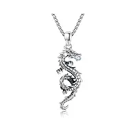 cuoka miracle chaîne dragon en argent sterling 925 pour homme - pendentif dragon - collier pour femme - unisexe - bijoux dragon - cadeau de noël pour hommes et filles, argent sterling