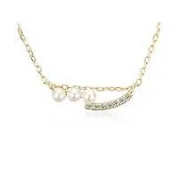 amdxd collier avec pendentif en or 375 9 carats - collier classique pour femme avec perle - or 9 carats - topaze véritable, or jaune 9 carats (375), perle