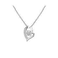 amdxd collier avec pendentif en argent sterling 925 18 carats / 14 carats / 9 carats / 925 - collier en forme de cœur pour fille avec moissanite - pendentif en zircone, or blanc 14 carats (585),
