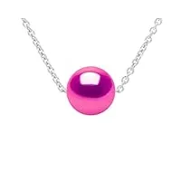 pearls & colors - collier chaîne perle de culture d'eau douce ronde - qualité aaa + - argent 925 - bijou femme