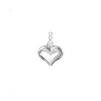 lucchetta – cœur bombé avec trois saphirs 0,09cts | pendentif en or blanc 14 carats | pierre saphir naturelle – charms et pendentifs pour bracelets et colliers (jusqu'à 4 mm) – femme fille fille