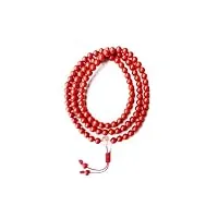 world wide gems collier mala tibétain en pierre de corail rouge, 108 mala noués, collier wwg, bijoux de yoga, méditation, bijoux spirituels, bijoux bohèmes, 34inch, gemme