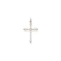 thomas sabo pendentif croix avec pierres blanches en argent plaqué or pe848-416-14, taille unique, argent sterling, pas de gemme