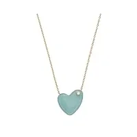 skagen collier pendentif sofie, en verre de mer en forme de cœur, vert menthe, pour femme, skj1801710