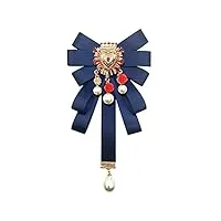 Épingles et broches à nœud papillon en tissu vintage adaptées aux accessoires pour femmes (couleur: blanc dinosaure doodle 4) (bleu)
