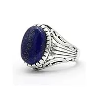 bague vintage en pierre lapis lazuli pour hommes, bague en argent sterling 925, pierre bleue royale, bijoux en pierres précieuses faites à la main, cadeau