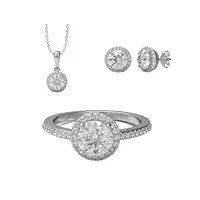 mooneye diamant moissanite taille ronde de 3,98 ct ensemble de boucles d'oreilles et pendentif bague halo solitaire en argent sterling 925 argent, 64