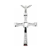 argent fast and furious dominic toretto vin diesel croix collier bijoux (material : large silver 21g)