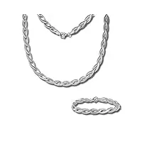 silberdream collier & bracelet gloss ensemble de bijoux en argent tressé pour dames sds438j