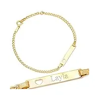 maverton bracelet personnalisé tout en or 14 ou 9 carats - bracelet id pour enfant avec prénom - bijou + boîte avec dédicace - bijoux pour bébé - bracelet fille - anniversaire - baptême