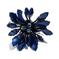women's yellow decorative gray blue flower -shaped metal brooch for clothing accessories brooches for women (color : dark blue, size : 3.7 inch)