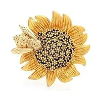 yellow bee collecting nectar from sunflower brooches for women men party office brooch pins gifts brooches for women