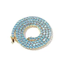 heybb collier accessoire ， bling cz diamant simulé 4 mm chaîne de tennis bleue collier hip hop pour hommes cadeaux de charme