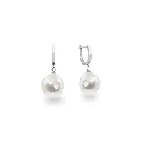 boucles d'oreilles en perles d'eau douce baroques blanches de 12-13 mm pour femme de secret & you - argent sterling 925 plaqué rhodium