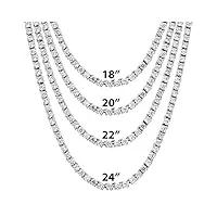 ondian collier ， collier ras du cou blanc solitaire de 3 mm à une rangée de 18 à 24 pouces chaîne hip hop