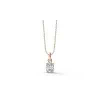 mooneye forme ovale 9x7mm diamant moissanite collier pendentif femme solitaire en argent sterling 925, or rose vermeil