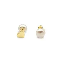 boucles d'oreilles perles de culture de couleur blanche, taille 7,5-8 mm, argent 925 doré en or 18 carats, 7.5-8 mm, argent, perle