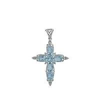 silcasa collier d'amitié avec pendentif en forme de croix en topaze bleue naturelle - bijou gothique médiéval - Équilibre reiki, 10x8mm, gemme, topaze