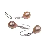 forgue 14 × 17-14x20mm couleur rose perle d'eau douce pendentif et boucles d'oreilles ensemble de bijoux en argent perle de riz de culture for les femmes