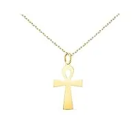 l'atelier d'azur collier - médaille croix de la vie or 18 carats 750/000 jaune - chaine dorée