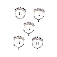valiclud 5 ensembles boucles d'oreilles collier couronne faire la fête mariage colliers couronnes de mariée couronnes pour femmes robe couvre-chef suite des boucles d'oreilles la mariée