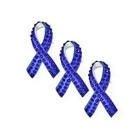 ensemble de 3 broche en cristal blue ribbon prostate cancer survivor accent plaqué argent bijoux de soutien symbolique pour les hommes