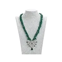feecoz bijoux 20 pouces 7 brins collier en agate verte fleur verte pendentif remplir accessoires de mode