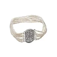 mknaz accessoires de mode véritable collier de petites perles d'eau douce naturelles femmes, mariage 7 rangées blanc multicouche collier cadeau de fiançailles remplir (style : 45cm)