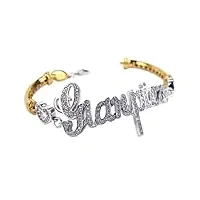 fei gioielli bracelet en argent 925 avec nom en zircon brillant modèle semi-rigide, promo femme cadeau, zirconium.
