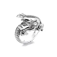 lllunimon dragon bague 925 argent sterling wrap anneaux punk gothique rétro cool fengshui dragon anneaux bijoux cadeaux pour femmes hommes réglable