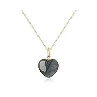 coai collier labradorite pierre naturelle, petit pendentif cœur femme, collier argent 925 plaqué or pour femmes