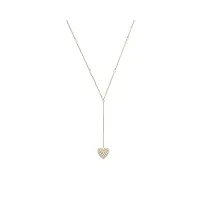 amor 2038075 collier avec pendentif en argent sterling 925 avec perle de verre 47 + 3 cm blanc cœur livré dans une boîte cadeau, sans