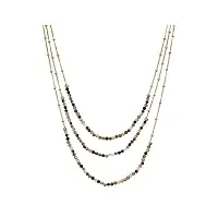 orus bijoux - collier argent dorée trois chaines et pierres naturelles multi tourmaline - taille : 43cm