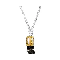 xqmart collier avec pendentif en argent sterling 925, chaîne en topaze et améthyste, 12x16mm, bijoux de mariage pour femmes, cadeau (jaune)