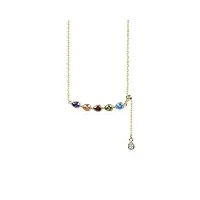 xqmart collier en zircon pour femmes et filles, chaîne de clavicule, bijoux en argent sterling 925 (or)