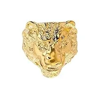 générique chevalière tête de lion or 9 carats - bague tête de lion en or massif pour homme - chvliongm-9