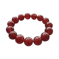 haoduoo bracelet véritable naturel rouge glace fraise quartz cristal pierre précieuse grosse perle ronde femme bracelet 14mm aaaaa