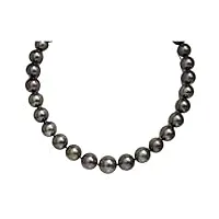 perorno collier authentique perles de tahiti taille l 12-14 mm avec couleur naturelle, lustre très haut et fermoir en or 18 carats, 45 cm largo, or, perle