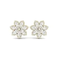 diamant moissanite ovale de 9,99 ct argent sterling 925 or vermeil conception florale boucles d'oreilles à tige de mariage pour femme