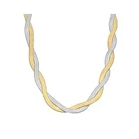 orus bijoux - collier argent rhodié et doré doubles mailles serpentine - taille : 40 cm et 4 cmcm