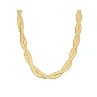 orus bijoux - collier argent doré doubles mailles serpentine - taille : 40 cm et 4 cmcm