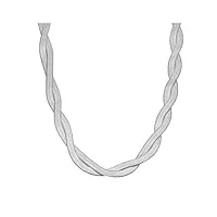 orus bijoux - collier argent rhodié doubles mailles serpentine - taille : 40 cm et 4 cmcm